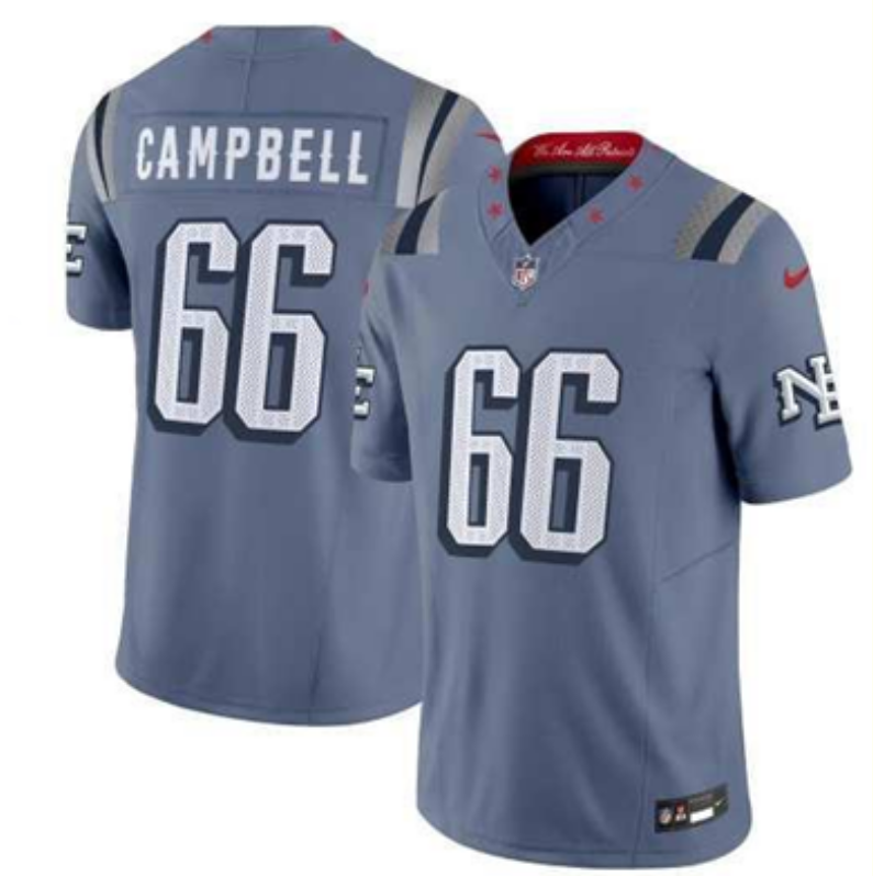 Men's New England Patriots Will Campbell #66 Storm Blue 2025 Rivalries Collection Limited Jersey