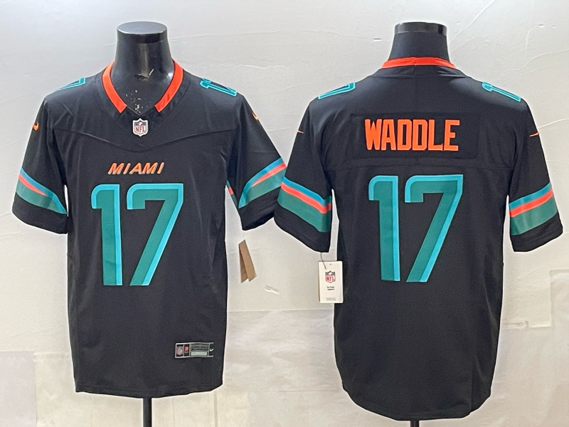 Men's Miami Dolphins Jaylen Waddle #17 Pitch Blue 2025 Rivalries Collection Limited Jersey