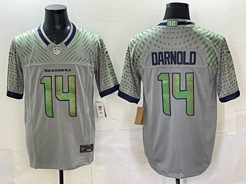 Men's Seattle Seahawks Sam Darnold #14 Wolf Gray 2025 Rivalries Collection Limited Jersey