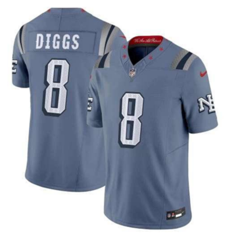 Men's New England Patriots Stefon Diggs #8 Storm Blue 2025 Rivalries Collection Limited Jersey